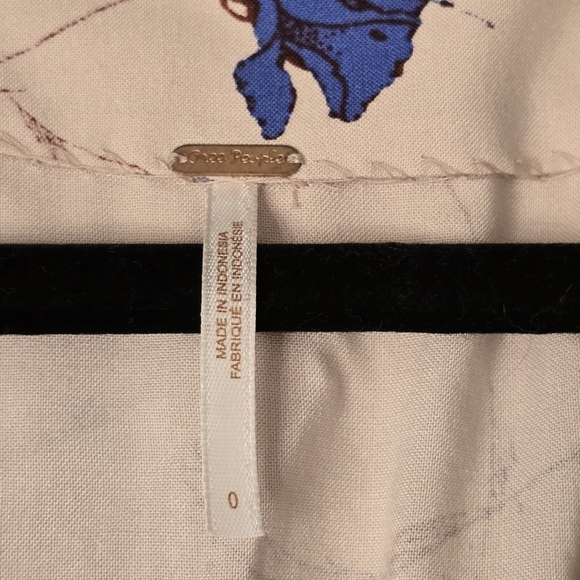 FREE PEOPLE MELANIE Blue FLORAL Beige RUCHED SLEEVE MINI DRESS SZ 0 Babydoll - Picture 11 of 16